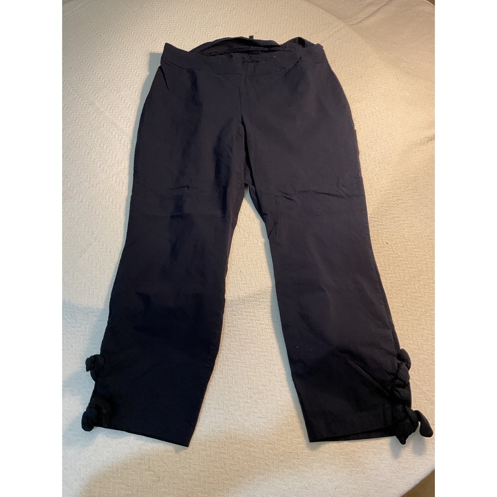 Dalia Cropped Pants‎ Women Navy Blue Tie Ankle Casual Capris Size 16
